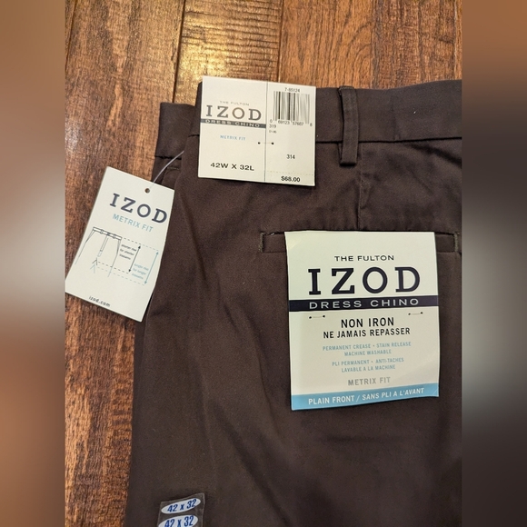 NWT Men’s Izod Fulton Dress Chino brown Size W42 L32 - Picture 11 of 11